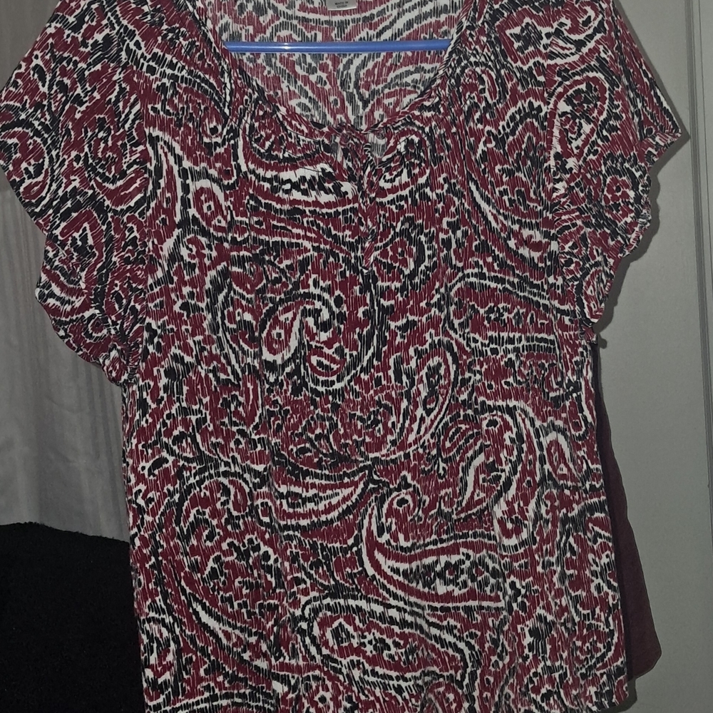Christopher & Banks Red and Black Paisley Blouse
